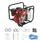 VEVOR 4-taktu benzīna ūdens sūknis, 7,6 cm ieplūde/izplūde, 5,2 kW (7 ZS), 1003,5 l/min plūsma, 43,3 m pacēlums, 6,7 m sūkšana, ar 7,6 m šļūteni apūdeņošanai un baseinu ūdens maiņai, EPA sertificēts