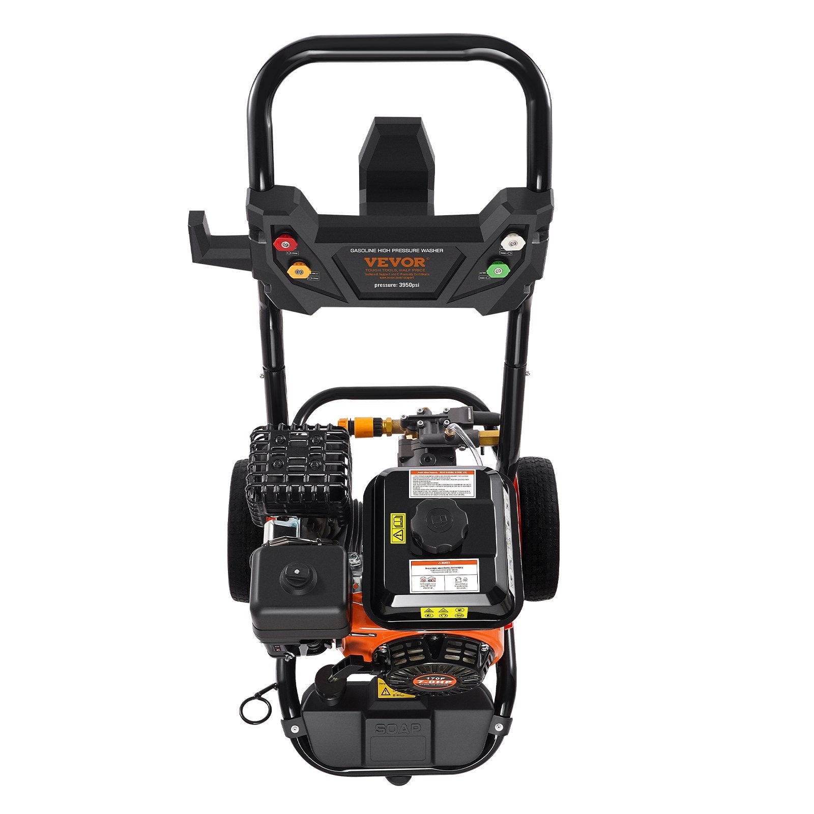 VEVOR Benzīna augstspiediena mazgātājs 3950 PSI, 10 l/min, 2,6 GPM ar 5 sprauslu komplektu automašīnām