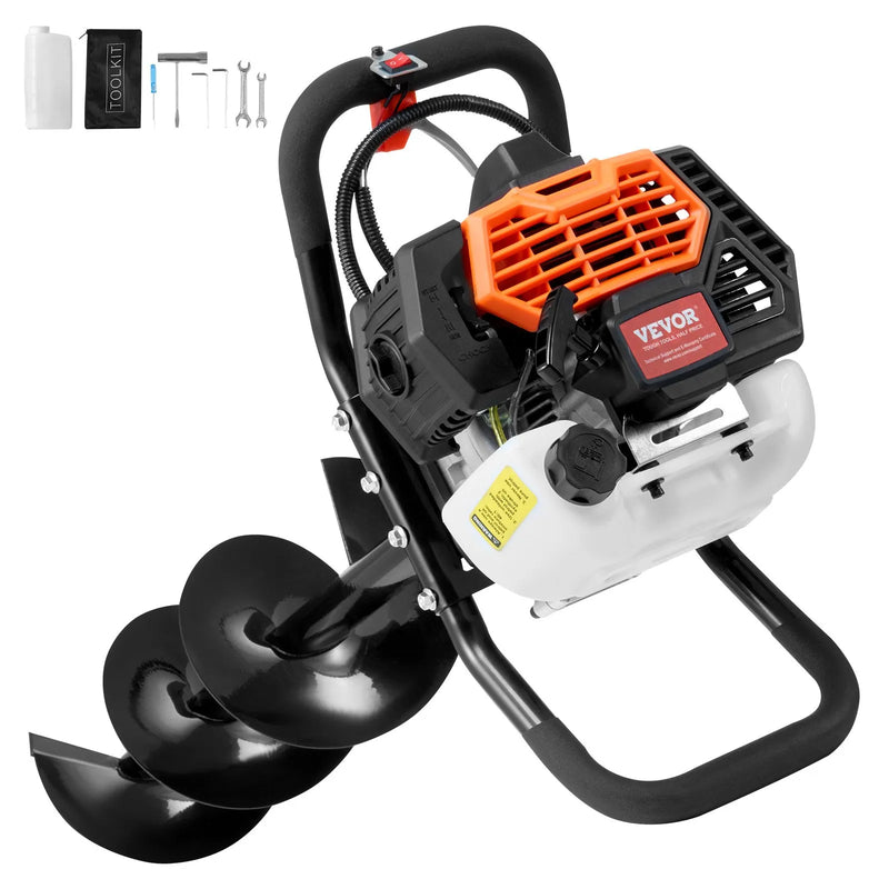 Benzīna bedrīšu rakšanas urbis 43CC 1250W ar 203 mm urbja uzgali dārza un saimniecības darbiem
