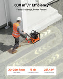 VEVOR vibroplate ar 6,5 ZS 212 cm³ benzīna dzinēju, 6400 vibrācijas/min, 15 kN blietēšanas spēks, 53 × 40 cm plāksne, pašgājēja augsnes blietētājs bruģim, asfaltam, pamatiem un gruntij