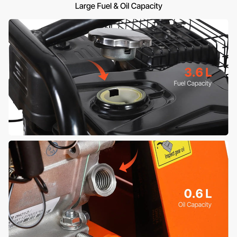 VEVOR vibroplate ar 6,5 ZS 212 cm³ benzīna dzinēju, 6400 vibrācijas/min, 15 kN blietēšanas spēks, 53 × 40 cm plāksne, pašgājēja augsnes blietētājs bruģim, asfaltam, pamatiem un gruntij