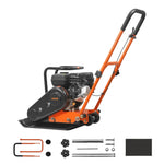 VEVOR vibroplate ar 6,5 ZS 196 cm³ benzīna dzinēju, 5600 vibrācijas/min, 10,5 kN blietēšanas spēks, 51 × 37 cm plāksne, augsnes blietētājs bruģim, asfaltam, pamatiem un gruntij