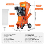 VEVOR smagās klases benzīna šķeldotājs ar 420 cm³ dzinēju, jauda 8,6 kW, maksimālais zaru diametrs 17 cm