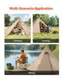 Divvietīga ziemas tipija telts ar krāsns izvadu, ūdensnecaurlaidīga kokvilnas kempinga telts, viegla 4 sezonu pārgājienu un makšķerēšanas telts, pārnēsājama S izmēra āra patversme