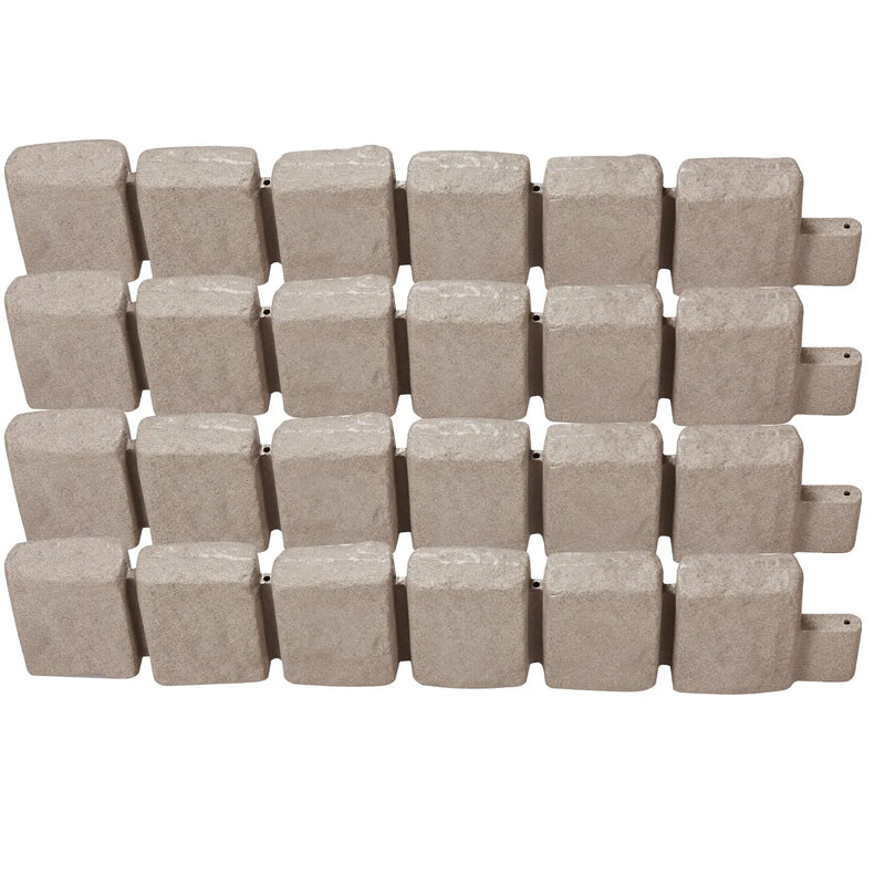 VEVOR dekoratīvā dārza apmale akmens imitācija 119,9 × 22,9 cm, elastīga ķieģeļa izmēra dārza apmale ar stiprinājuma tapām, izbalēšanai izturīga zāliena un dārza apmale piebraucamajiem ceļiem un celiņiem, bēša