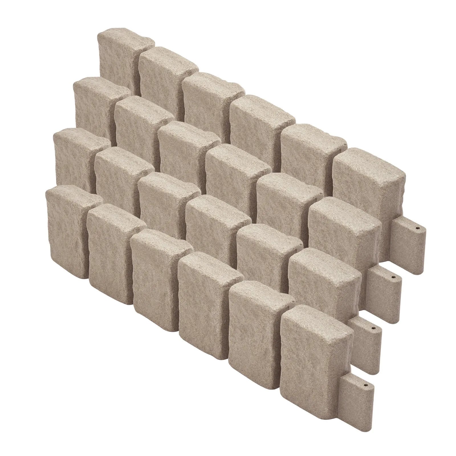 VEVOR dekoratīvā dārza apmale akmens imitācija 119,9 × 22,9 cm, elastīga ķieģeļa izmēra dārza apmale ar stiprinājuma tapām, izbalēšanai izturīga zāliena un dārza apmale piebraucamajiem ceļiem un celiņiem, bēša