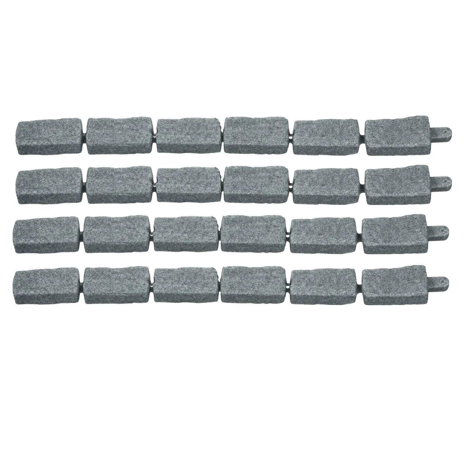 VEVOR dekoratīvā dārza apmale akmens imitācija 117,9 × 5,6 cm, elastīga ķieģeļa izmēra dārza apmale ar stiprinājuma tapām, izbalēšanai izturīga zāliena un dārza apmale piebraucamajiem ceļiem un celiņiem, pelēka