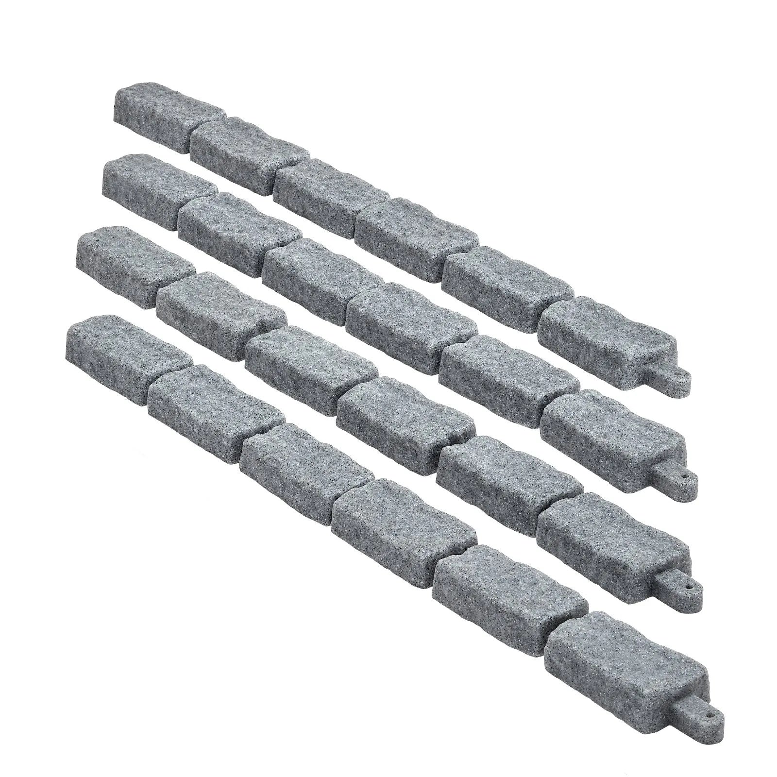 VEVOR dekoratīvā dārza apmale akmens imitācija 117,9 × 5,6 cm, elastīga ķieģeļa izmēra dārza apmale ar stiprinājuma tapām, izbalēšanai izturīga zāliena un dārza apmale piebraucamajiem ceļiem un celiņiem, pelēka