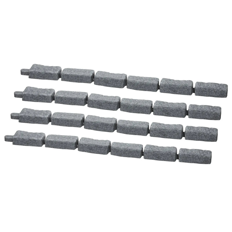 VEVOR dekoratīvā dārza apmale akmens imitācija 117,9 × 5,6 cm, elastīga ķieģeļa izmēra dārza apmale ar stiprinājuma tapām, izbalēšanai izturīga zāliena un dārza apmale piebraucamajiem ceļiem un celiņiem, pelēka