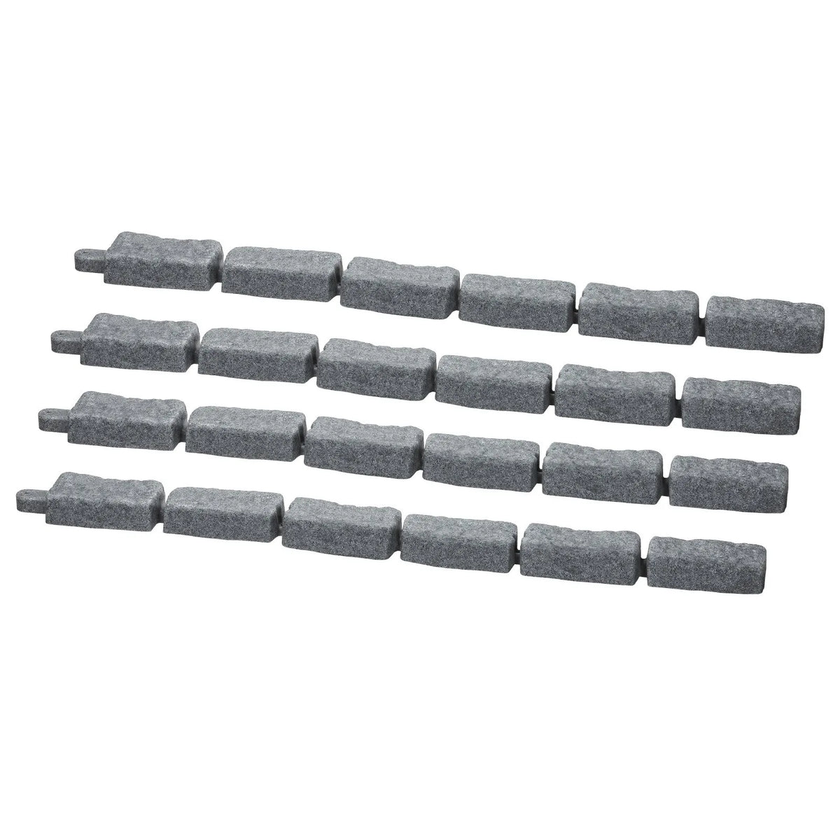 VEVOR dekoratīvā dārza apmale akmens imitācija 117,9 × 5,6 cm, elastīga ķieģeļa izmēra dārza apmale ar stiprinājuma tapām, izbalēšanai izturīga zāliena un dārza apmale piebraucamajiem ceļiem un celiņiem, pelēka