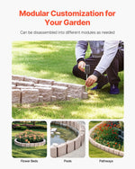 VEVOR dekoratīvā dārza apmale akmens imitācija 118,9 × 9,9 cm, elastīga ķieģeļa izmēra dārza apmale ar stiprinājuma tapām, izbalēšanai izturīga zāliena un dārza apmale piebraucamajiem ceļiem un celiņiem, bēša