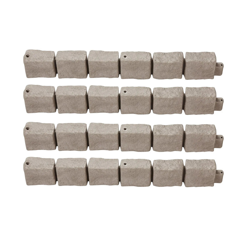 VEVOR dekoratīvā dārza apmale akmens imitācija 118,9 × 9,9 cm, elastīga ķieģeļa izmēra dārza apmale ar stiprinājuma tapām, izbalēšanai izturīga zāliena un dārza apmale piebraucamajiem ceļiem un celiņiem, brūna
