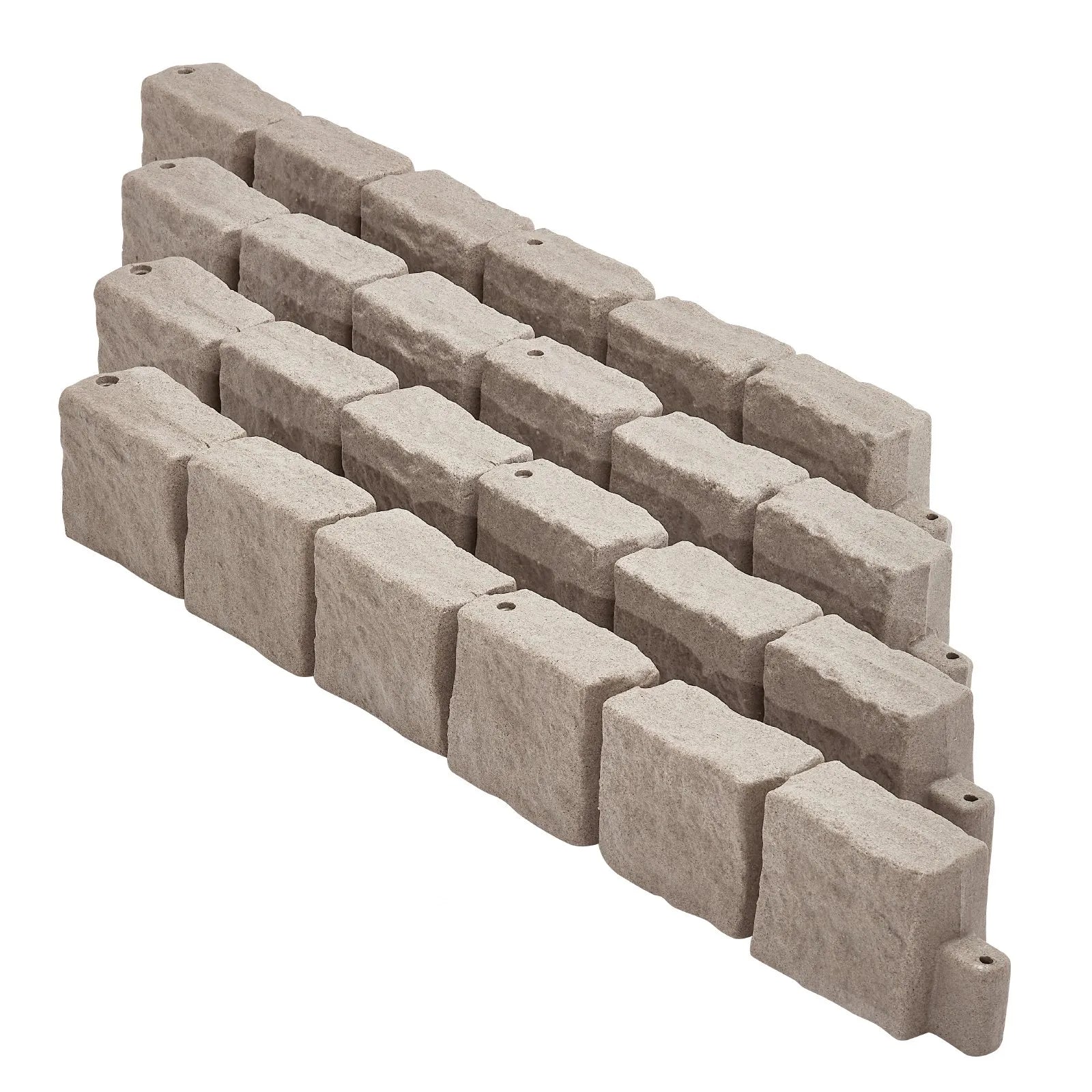 VEVOR dekoratīvā dārza apmale akmens imitācija 118,9 × 9,9 cm, elastīga ķieģeļa izmēra dārza apmale ar stiprinājuma tapām, izbalēšanai izturīga zāliena un dārza apmale piebraucamajiem ceļiem un celiņiem, brūna