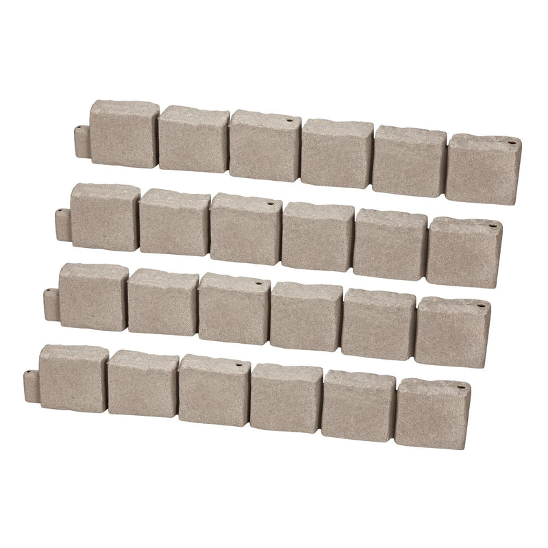 VEVOR dekoratīvā dārza apmale akmens imitācija 118,9 × 9,9 cm, elastīga ķieģeļa izmēra dārza apmale ar stiprinājuma tapām, izbalēšanai izturīga zāliena un dārza apmale piebraucamajiem ceļiem un celiņiem, brūna