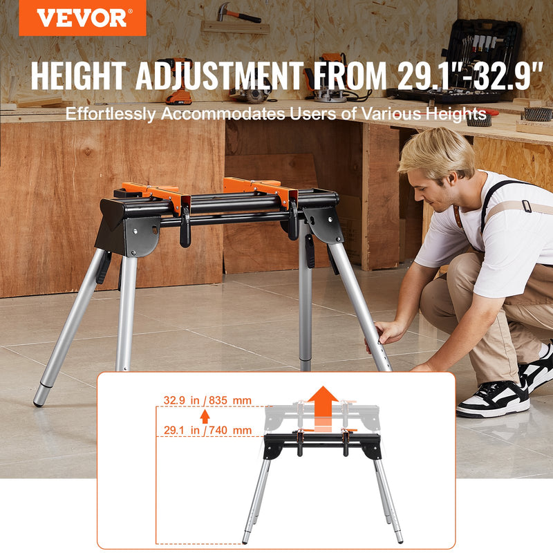 VEVOR Angle saw stand, 330 kg Lifting capacity, Steel, Height adjustable 74-83,5 cm