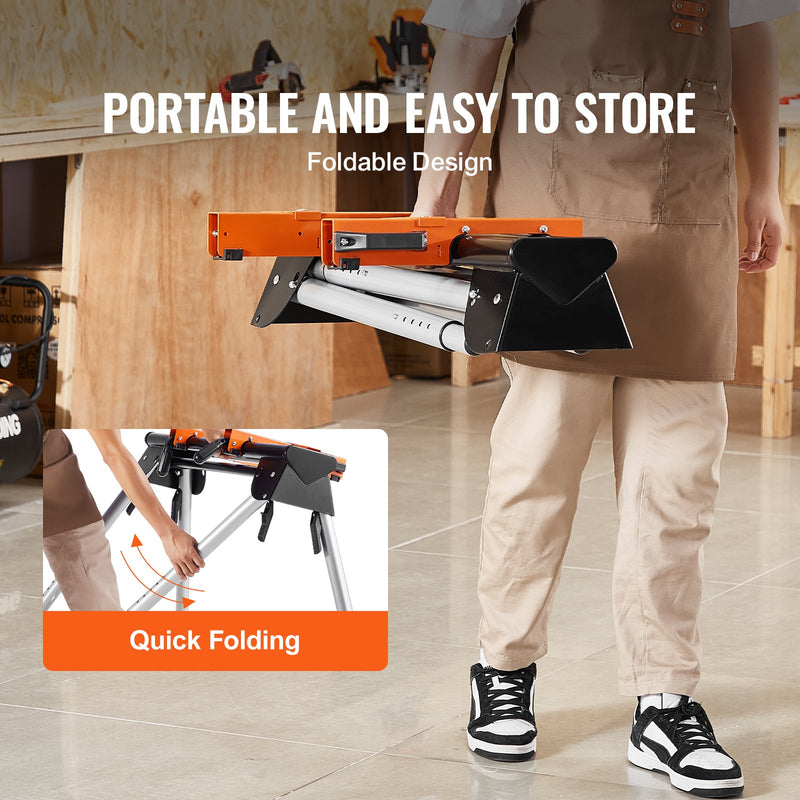 VEVOR Angle saw stand, 330 kg Lifting capacity, Steel, Height adjustable 74-83,5 cm