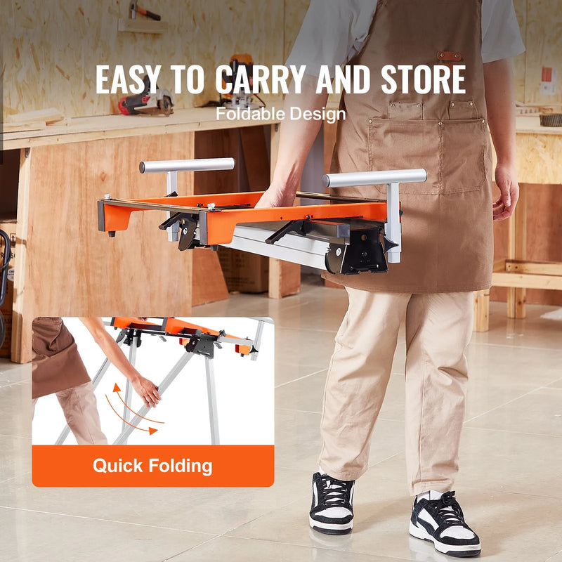 VEVOR leņķzāģa statīvs, salokāms, tērauda konstrukcija, 136 kg slodzes kapacitāte