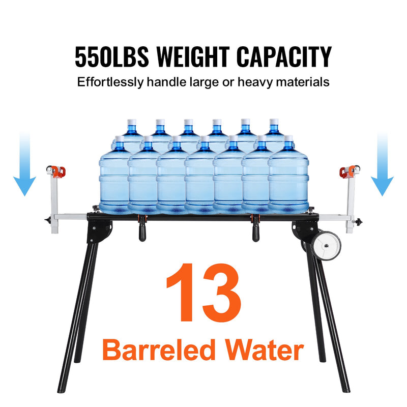 Подставка для торцовочных пил VEVOR грузоподъемностью 550 кг, стальная складная подставка для торцовочных пил