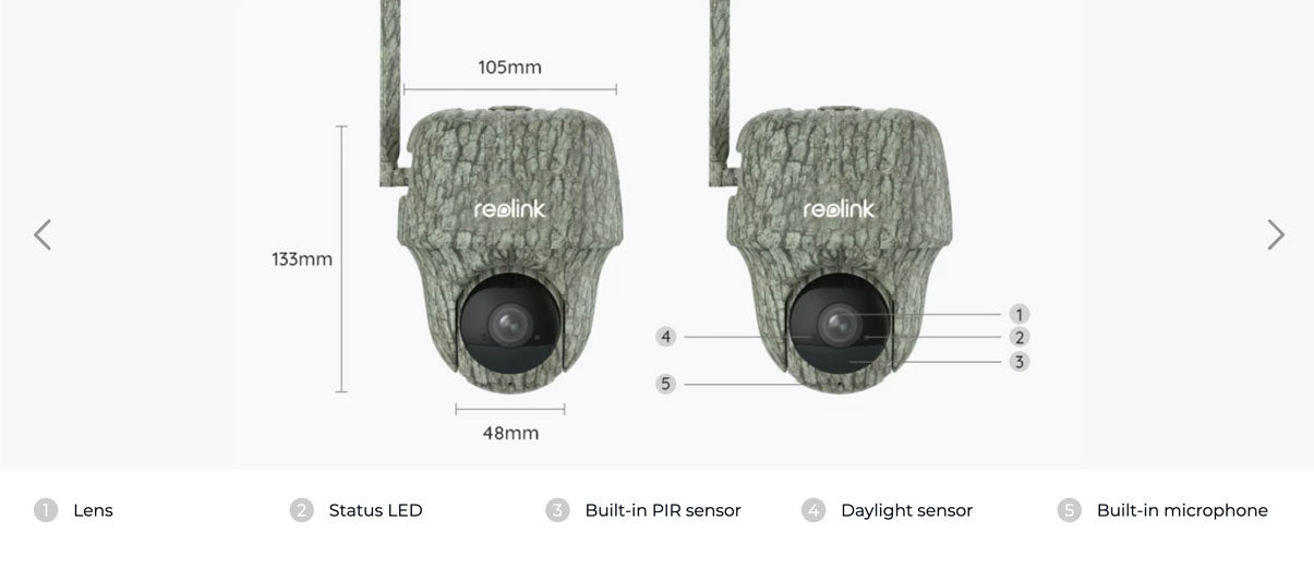 Reolink G450 4K - Wireless 4G Hunter Camcorder + Solar Panel The 4G Hunter Camcorder can be manually rotated 360°. Ideal for farmers, hunters, hikers.  Camouflage housing