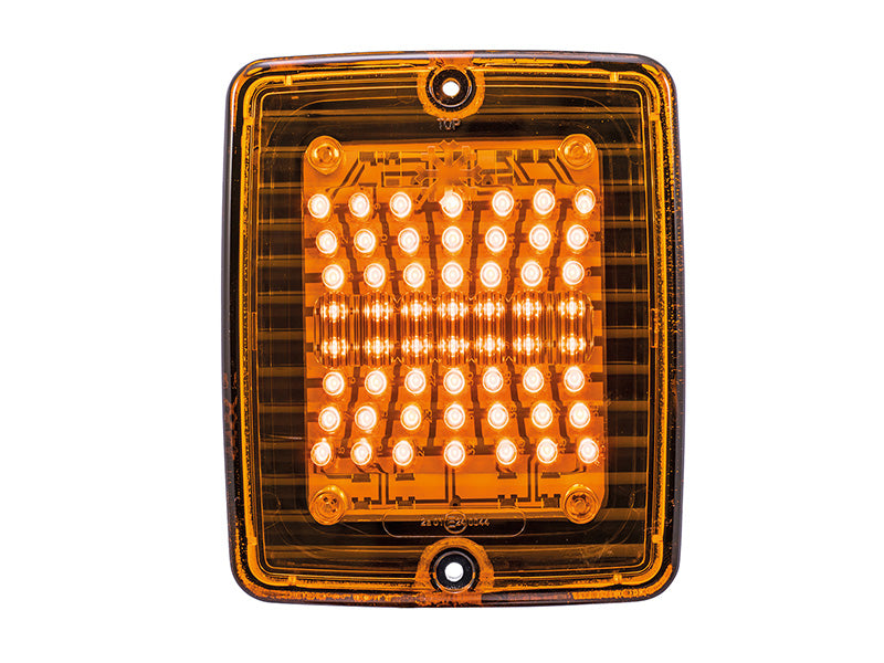 STRANDS IZE LED – LED aizmugurējais lukturis, dzintara, 24 V, IP66, 110 × 130 × 45 mm