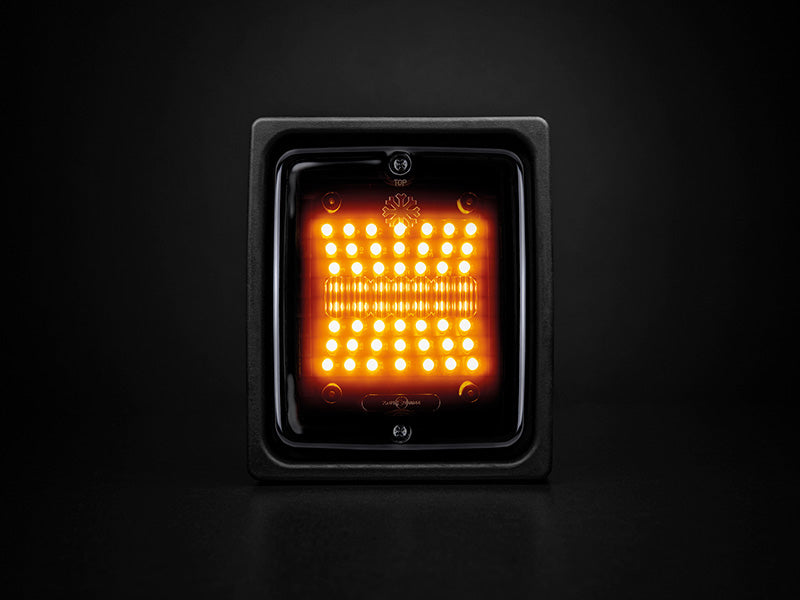 24V DARK KNIGHT IZE LED brake and rear light, IP66, ECE R7, ECE R10, 2.5m, 110.00 x 130.00 x 45.00mm, square, amber