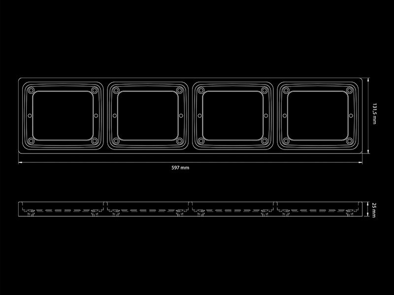 STRANDS IZE LED-lampa 4X Square, 597,00 x 131,50 x 25,00mm