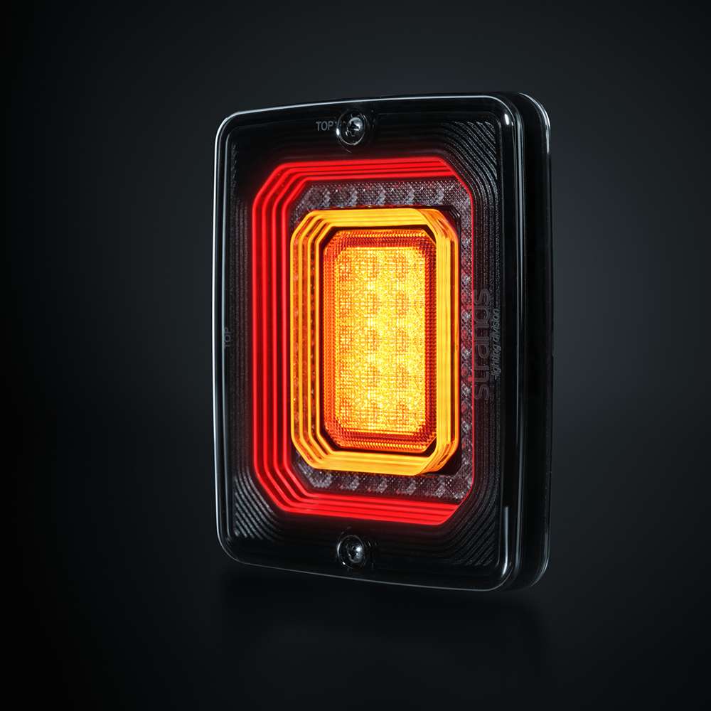 FOR9T Illusion LED aizmugurējais lukturis ar bremžu gaismu un dinamisko virzienrādītāju 10–40 V, IP67, tumšs stikls