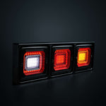 FOR9T Illusion LED aizmugurējais lukturis ar bremžu gaismu un dinamisko virzienrādītāju 10–40 V, IP67, tumšs stikls