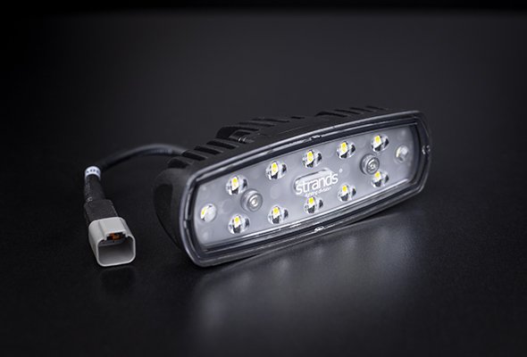 15W(1960Lm) 9-30V STRANDS(Zviedrija) LED atpakaļgaitas lukturis, IP68/69K, 144.00 x 49.60 x 74.50mm, vads 3m, garantija 3 gadi, auksti balta gaisma 6000K