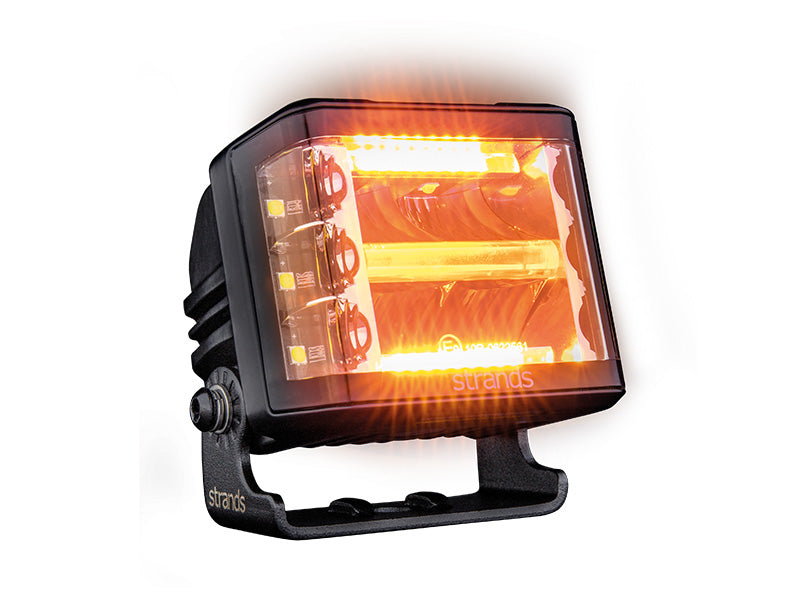 9-32V 8400Lm STRANDS(Zviedrija)  LED papildlukturis, IP67/69K, EMC ECE R10, 93,00 x 74,00 x 74,00 mm, vads 500mm, garantija 3 gadi, auksti balta gaisma 6000K