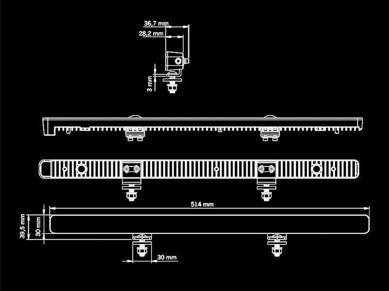 9-36V 82W 8800Lm STRANDS E-line(Zviedrija) tālās gaismas papildlukturis, IP68, IP69K, ECE R10, R149, 3-pin DT, 2.5m, garantija 3 gadi, auksti balta gaisma 8800K