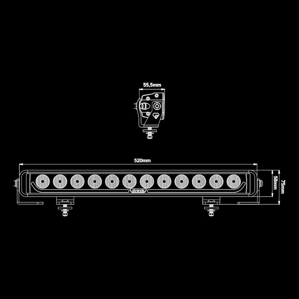 S-809169_10-36V 115W(13000Lm) STRANDS LED papildlukturis, IP68 / IP69K, melns, auksti balta gaisma 5000K