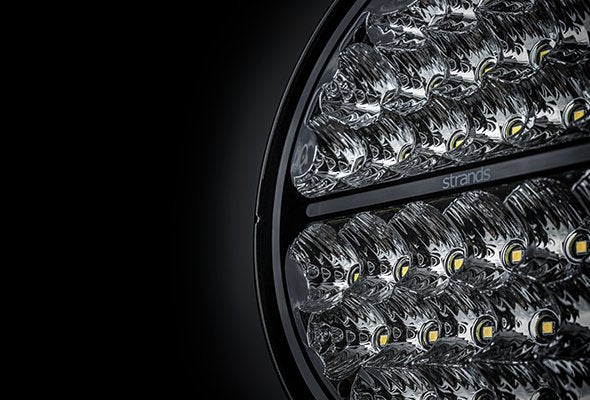 170W(20400Lm) 9-32V STRANDS(Zviedrija) LED NIGHT darba lukturis, IP67/69K, ECE R112, R7 EMC ECE R10, ⌀ 228.60 x 86.70mm, vads 500mm, garantija 3 gadi, auksti balta gaisma 6000K