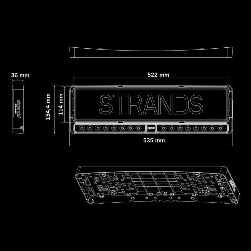STRANDS DUO BLACK LED starmešu josla 2×10″, 8350 lm, 440 m @ 1 lx, optimizēts kūlis, 5000 K, E-apstiprinājums R149, 9–36 V, 108 W, integrēts numura zīmes turētājs
