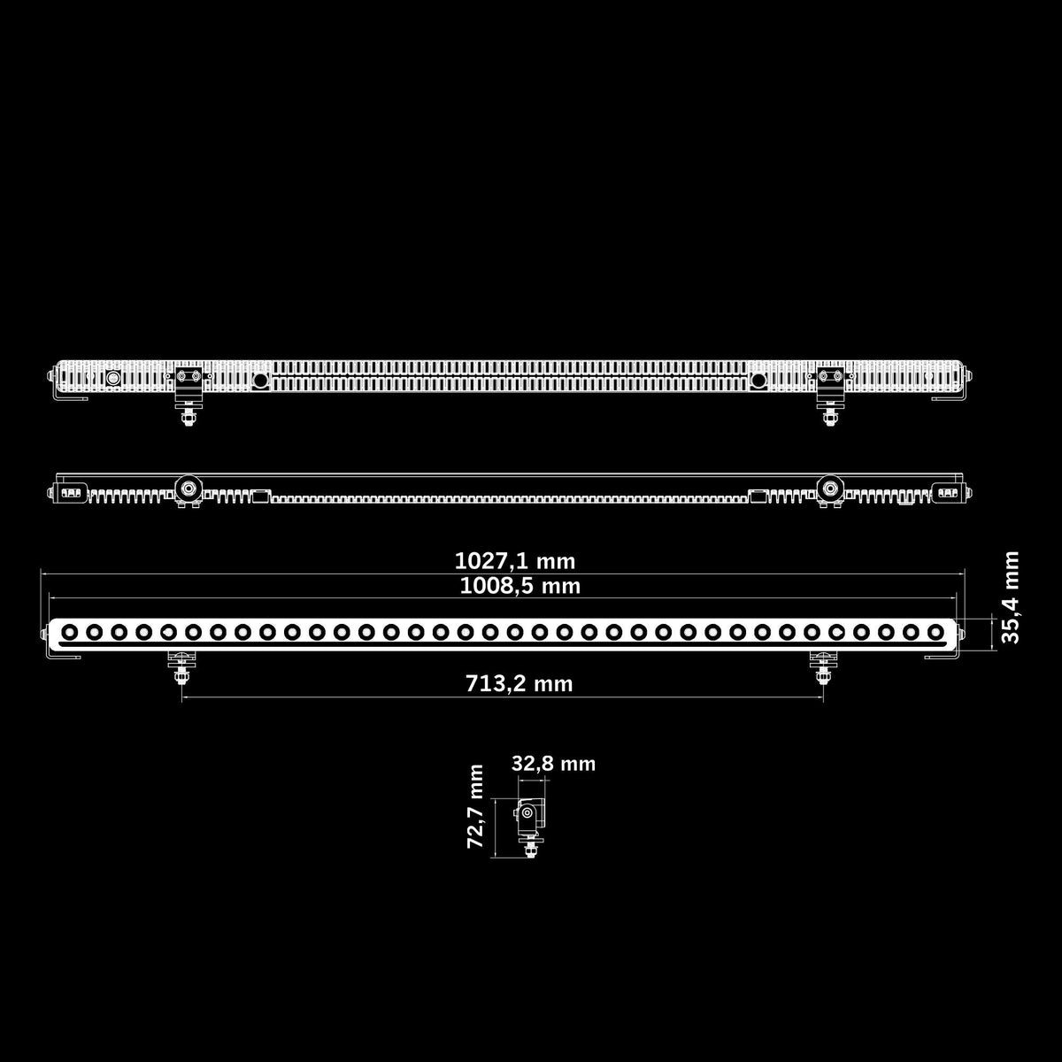 STRANDS 165W (15500lm) NUUK D-Line 30″ LED bārs IP68/69K 761mm melns