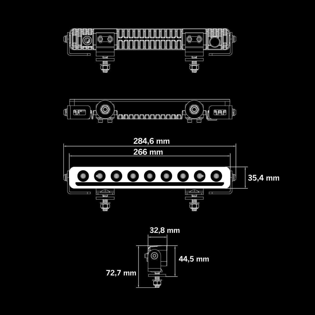 STRANDS 165W (15500lm) NUUK D-Line 30″ LED bārs IP68/69K 761mm melns