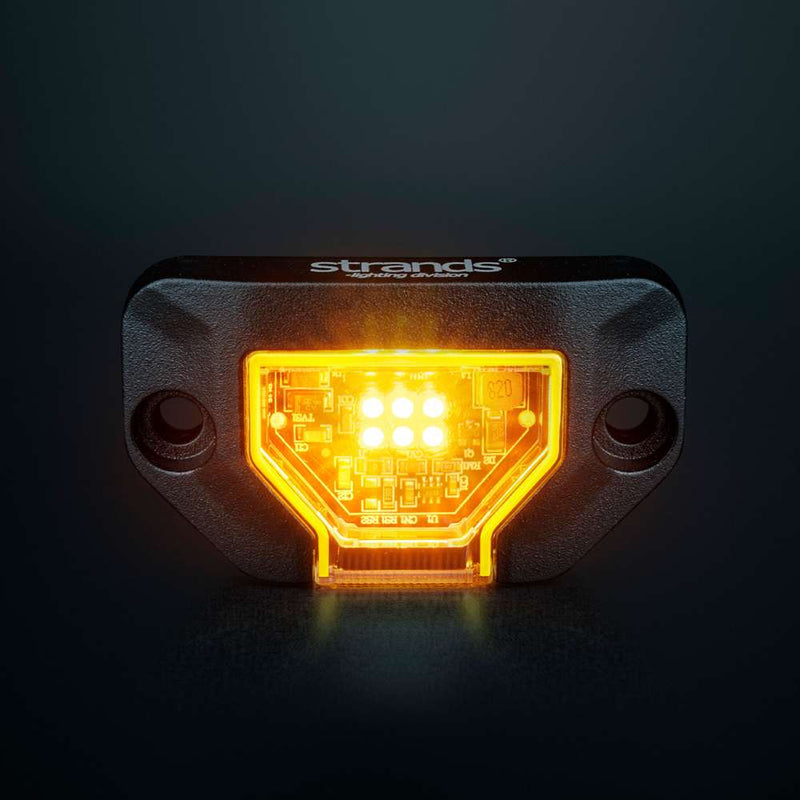 Strands Unity Rock Light oranža LED pozīcijas un darba lampa 340 lm, 10–32 V DC, Flood Beam, IP69K, melna korpusa izpildījumā