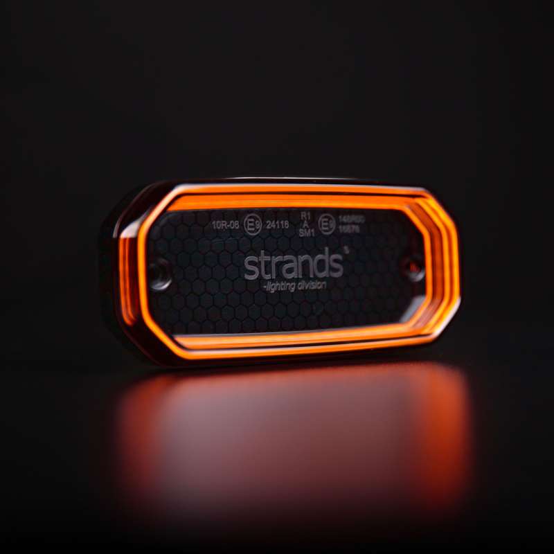 10-40V 3,5W FOR9T Scale sānu gabarītlukturis, 1650K, ECE R148 (R91) ECE R10, IP67, dzintara krāsā