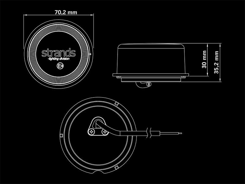STARTAX FOR9T GEO LED Gabarītgaisma 10–40 V ar 2,5 m kabeli transportam