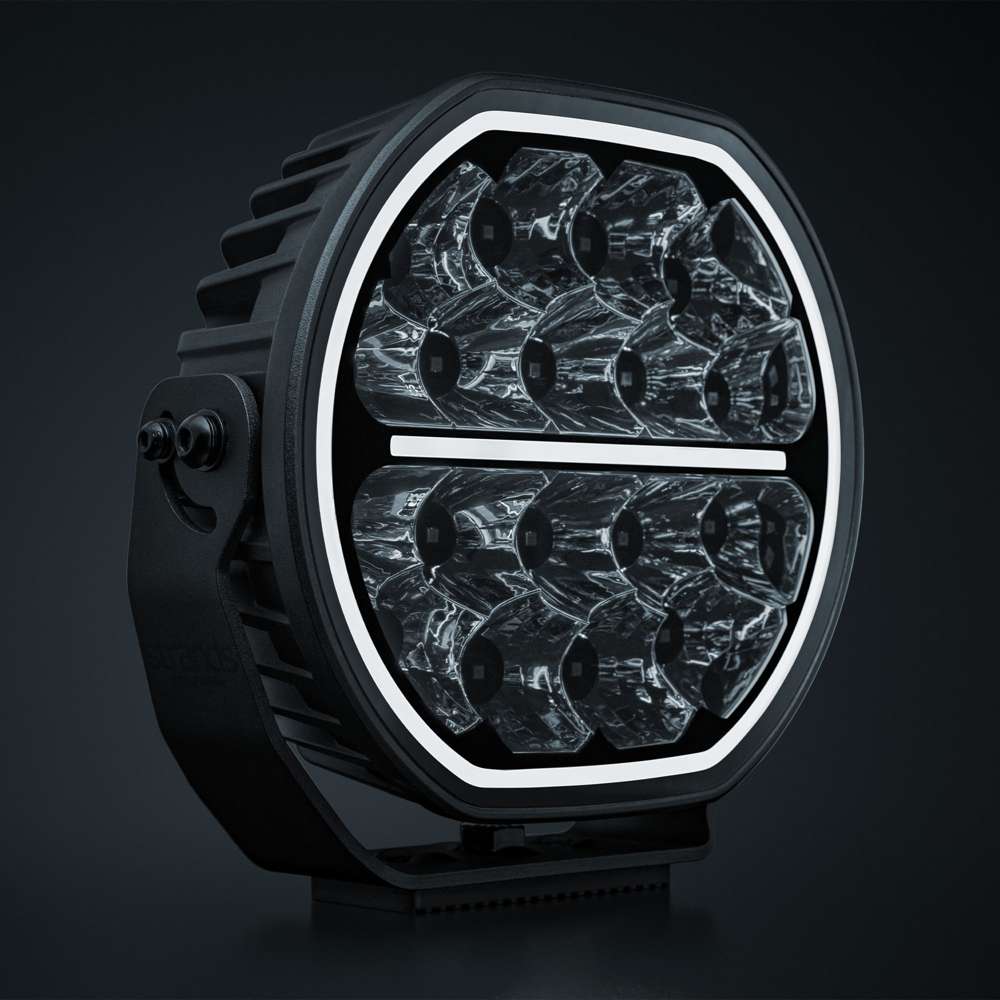 STRANDS BIG ENERGY 2.0 LED tālās gaismas lukturis, 132W, 12900Lm, 10–32V, 1lx pie 715m, E-mode/Xperience režīmi, balta/dzintarkrāsas pozīcijas gaisma, IP69K, 5700K, 3 gadu garantija