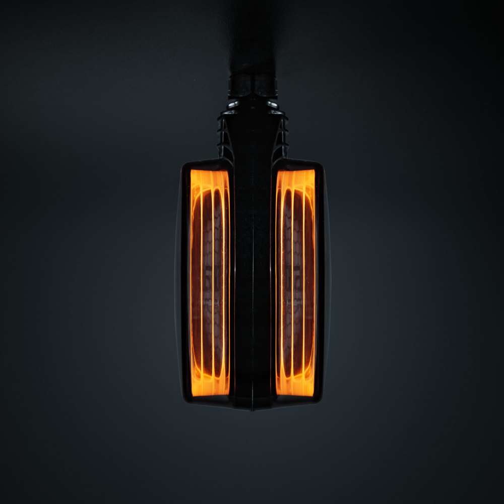 FOR9T spāņu tipa sānu gabarītlukturis, dzintara/dzintara gaisma, tumša lēca, 10–40 V, 109 mm, IP67, 903007