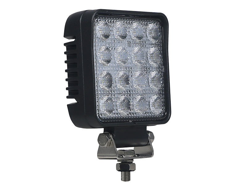 48W(3040Lm)  12-32V STRANDS(Zviedrija) LED atpakaļgaitas lukturis, IP67/69,  ECE R23 EMC ECE R10, 110.00 x 110.00 x 46.52mm, vads 1m, melns, garantija 3 gadi, auksti balta gaisma 6000K