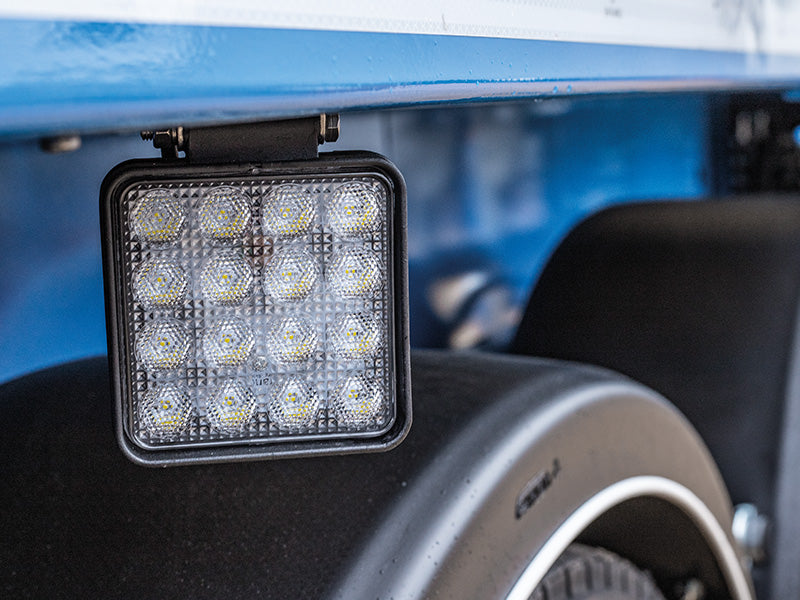 48W(3040Lm)  12-32V STRANDS(Zviedrija) LED atpakaļgaitas lukturis, IP67/69,  ECE R23 EMC ECE R10, 110.00 x 110.00 x 46.52mm, vads 1m, melns, garantija 3 gadi, auksti balta gaisma 6000K