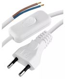 PVC power cord 2× 0,75mm² with switch, 2m, white