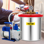 VEVOR vakuuma kamera ar vakuuma sūkni 18,9 l, 5 CFM (142 l/min), 1/3 ZS, vienpakāpes komplekts