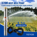 VEVOR dziļurbuma iegremdējamais sūknis 370 W, 230 V/50 Hz, plūsma līdz 5,3 m³/h, pacelšanas augstums līdz 50 m, 9,1 m elektriskais kabelis, nerūsējošā tērauda korpuss, IP68, rūpniecībai, apūdeņošanai un mājsaimniecībai