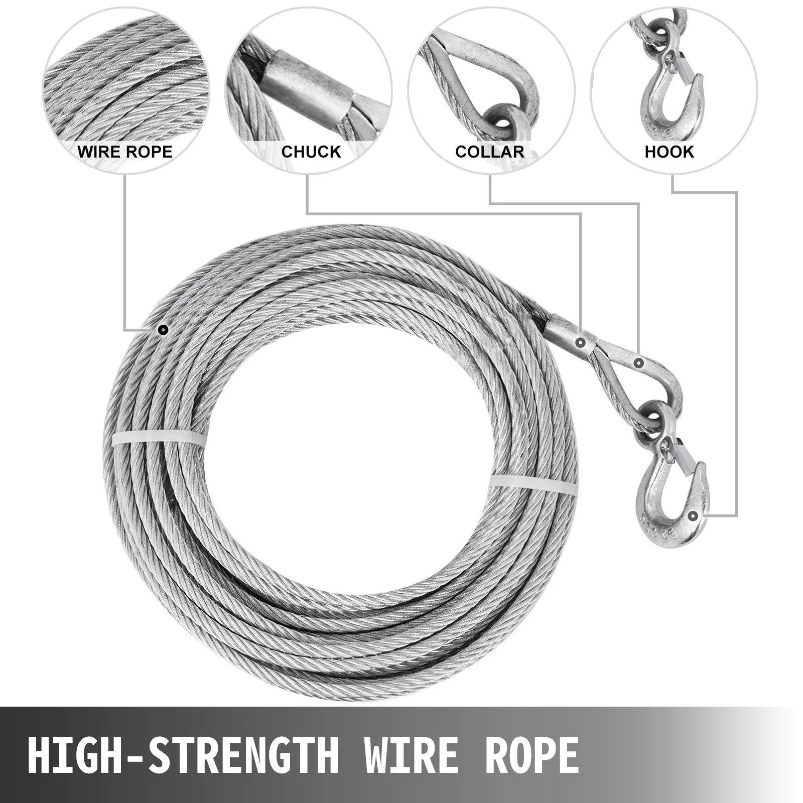 VEVOR Wire Rope Winch, 1.6 t / 1,587.6 kg lifting capacity – manual hand winch for a 24.99 m cable, heavy-duty cable gripper for lifting and pulling, suitable for indoor and outdoor use