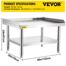VEVOR Nerūsējošā tērauda grila statīvs ar regulējamu uzglabāšanas plauktu, 122 x 76 x 61 cm