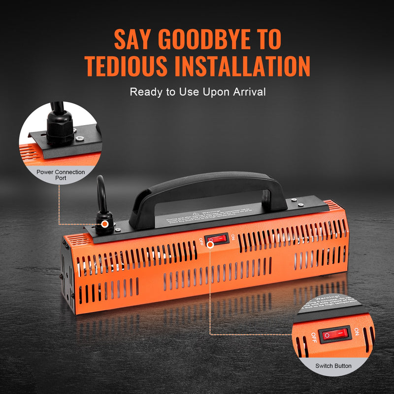 VEVOR 1000W käeshoitav infrapunavärvikuivatuslamp on suure jõudlusega seade, mis on mõeldud autokere värvide, kruntvärvide ja muude pinnakatete kiireks ja tõhusaks kuivatamiseks.