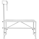 VEVOR kazu un aitu stends 120 × 58 cm, metāla stends slaukšanai un cirpšanai, regulējams augstums 53–84 cm, ar galvas fiksatoru un purna cilpu, nestspēja 226 kg, balts